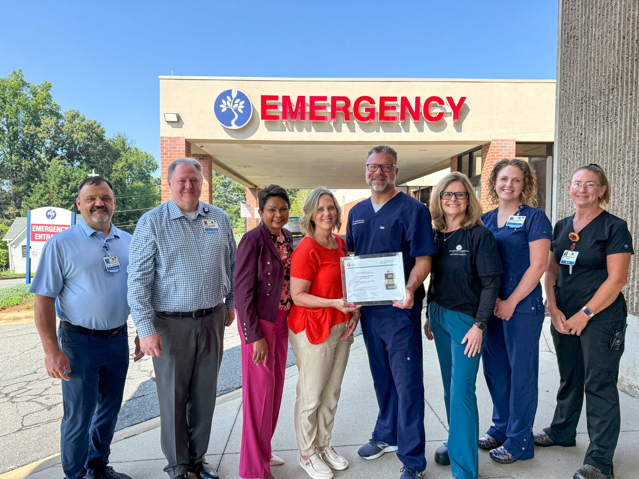 Rutherford Regional Earns AHA Rural Health Stroke Gold Recognition Hospital team celebrates stroke care award