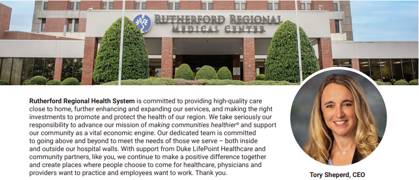 Rutherford Regional Health System Publishes 2022 Community Benefit Report