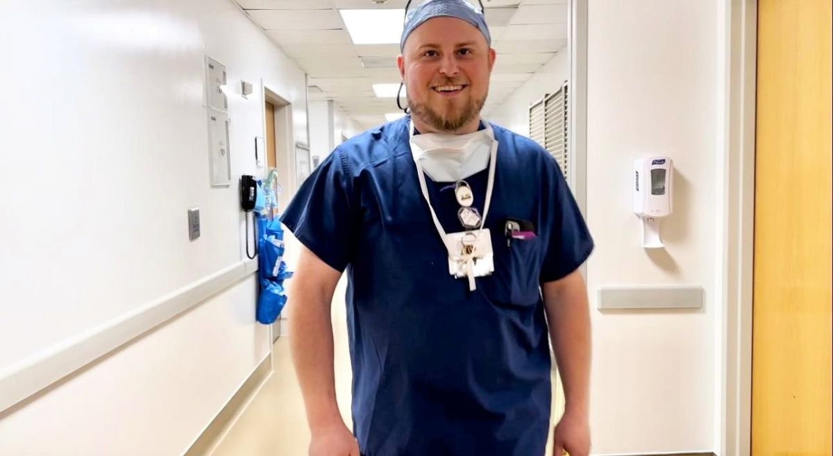 Dustin Roper, RN, walks through the OR at RRHS.